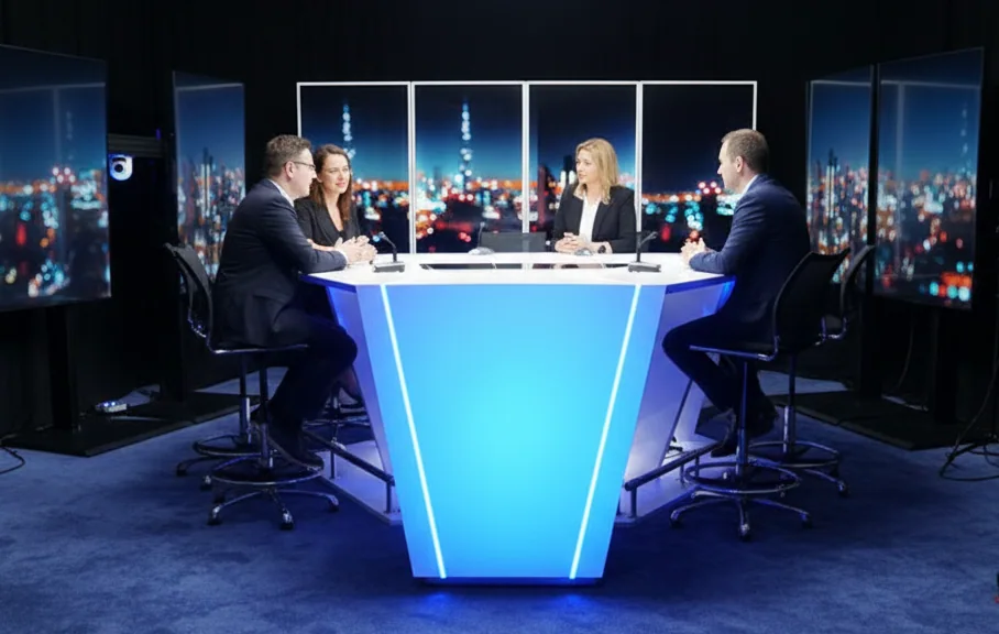 Quatre intervenants réunis autour de la table du plateau du 264