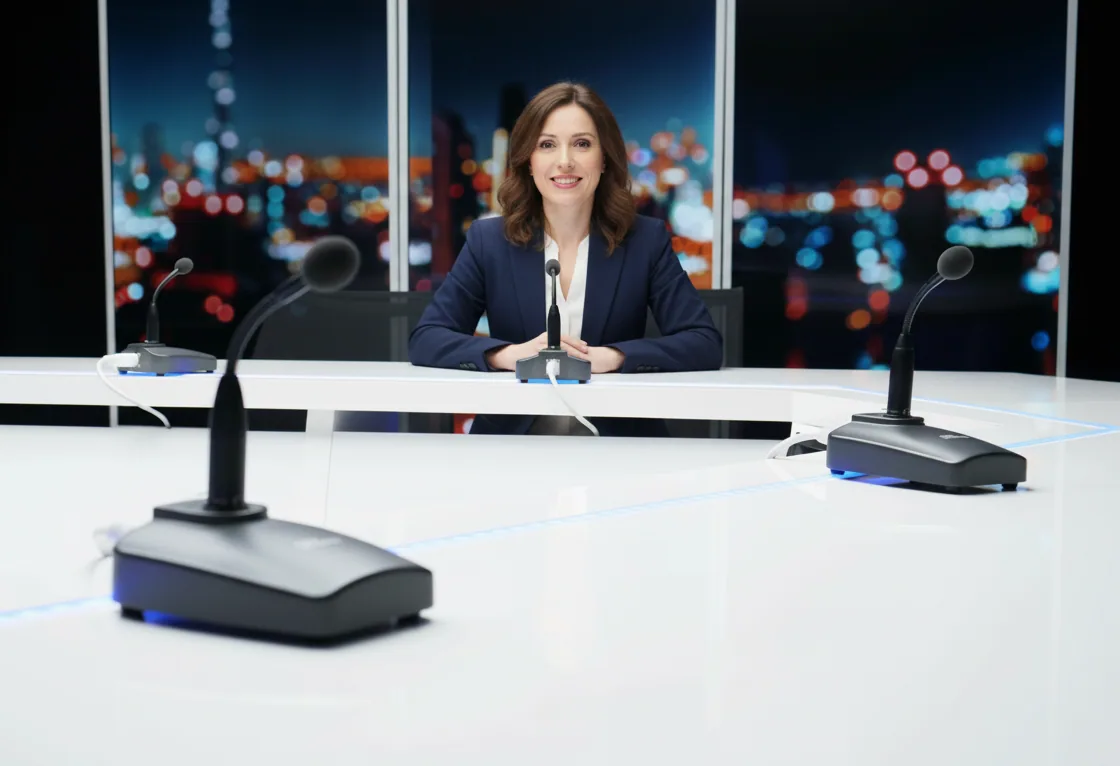 Une intervenante face aux caméras sur le plateau du 264